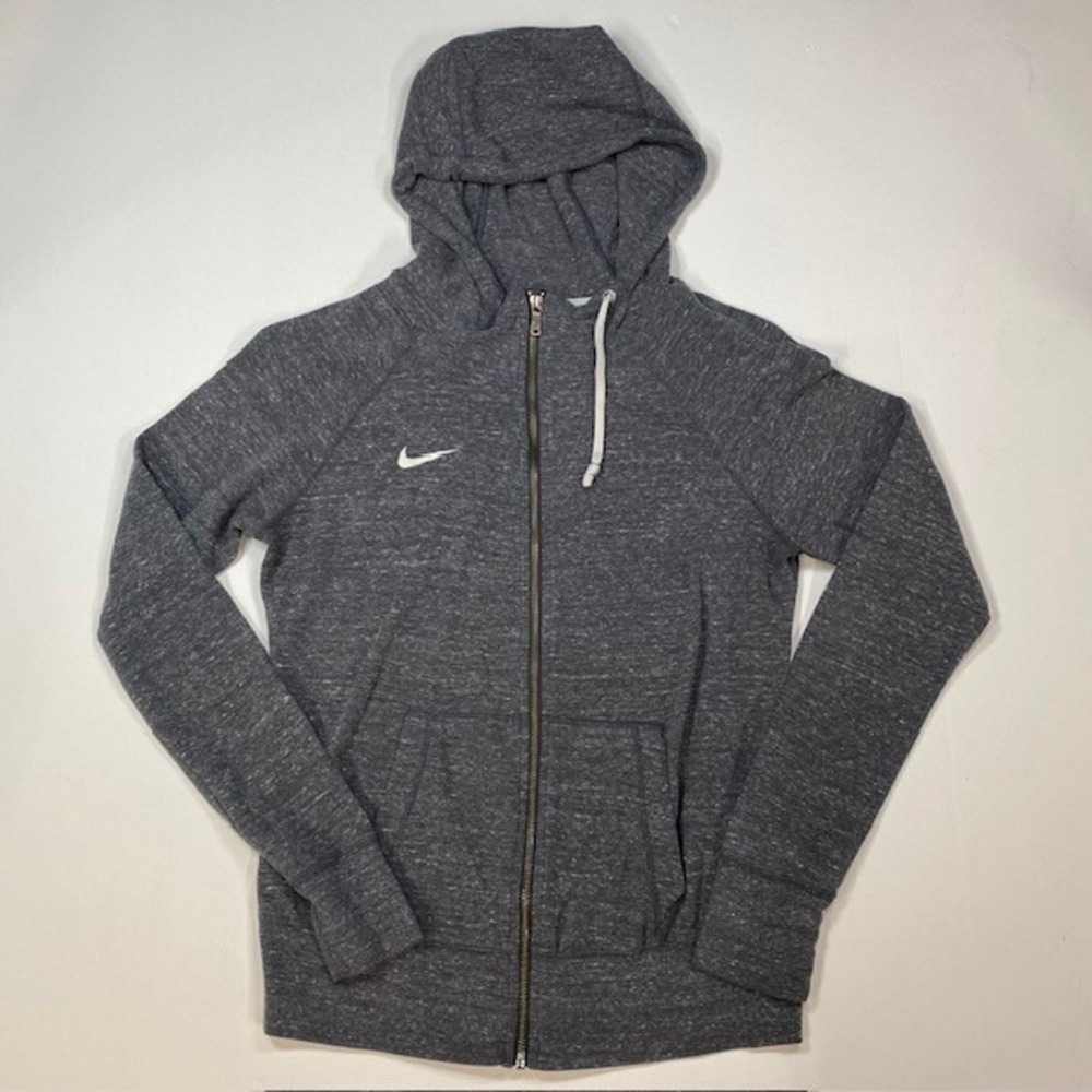 Nike Dri FIT Full Zip Hoodie Sweatshirt Heather Gray Athletic Size Small Red Tag